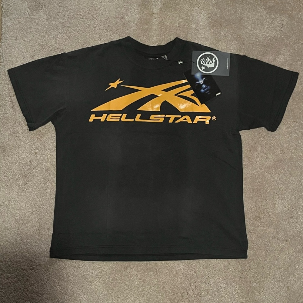 black/orange gel hellstar t shirt